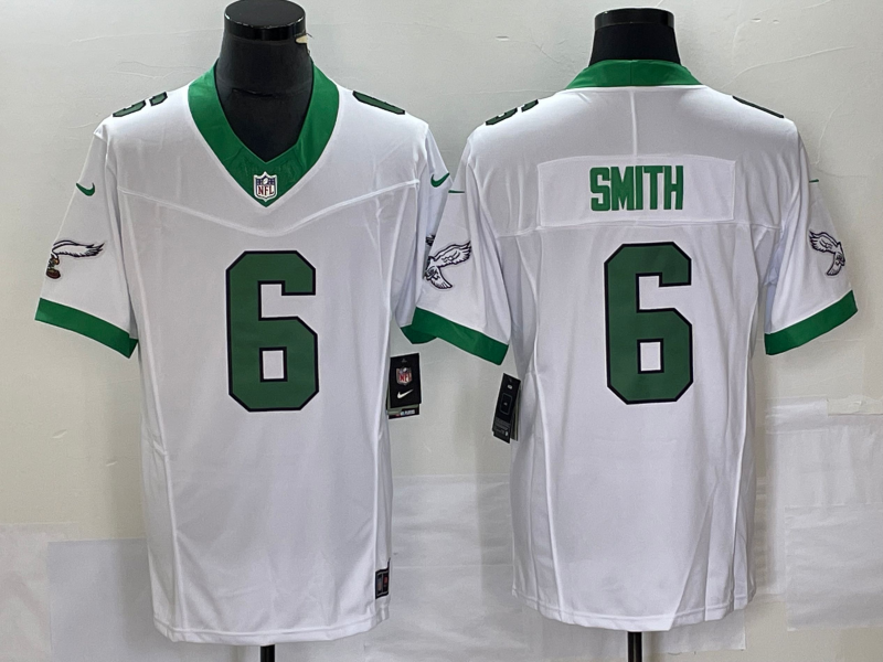 Men's Philadelphia Eagles #6 DeVonta Smith White 2023 F.U.S.E. Vapor Untouchable Stitched Football Jersey Men's Philadelphia Eagles #6 DeVonta Smith White 2023 F.U.S.E. Vapor Untouchable Stitched Football Jersey